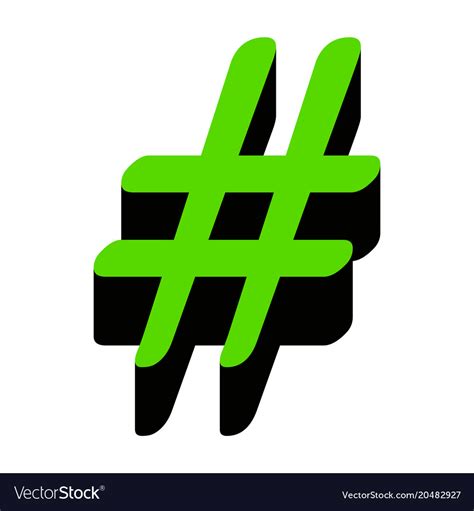 Hashtag Sign Green D Icon Royalty Free Vector Image