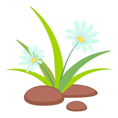 Premium Vector Vector Flowers With Green Leaves Two Flowers Growing