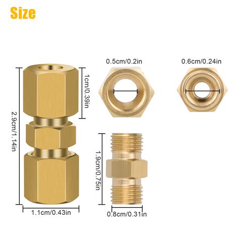 12pcs Straight Brass Brake Line Compression Fitting Unions For Od