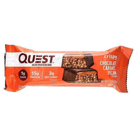 Quest Nutrition Hero Protein Bar Crispy Chocolate Caramel Pecan 12