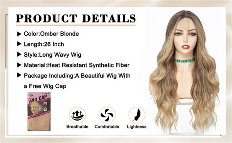 Nayoo Long Ombre Blonde Wavy Wig For Women Inch Middle Part Curly