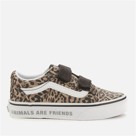 Vans Kids Animal Old Skool Velcro Trainers Leopardblack Free Uk