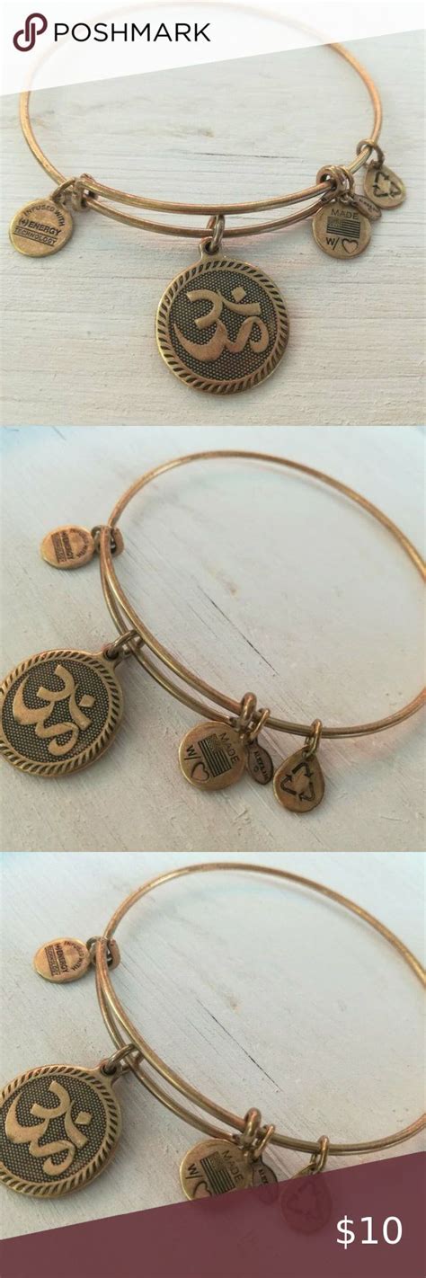 Alex And Ani Gold Bracelet Namaste Symbol Ohm Womens Jewelry