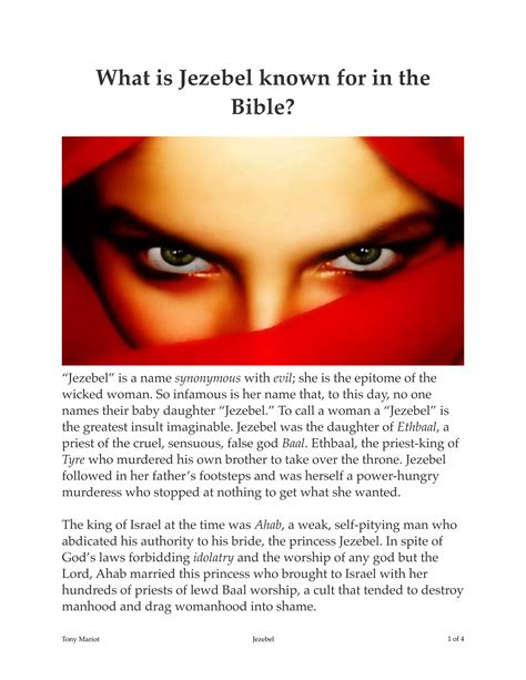 What Is Jezebel Known For In The Bible Pdf