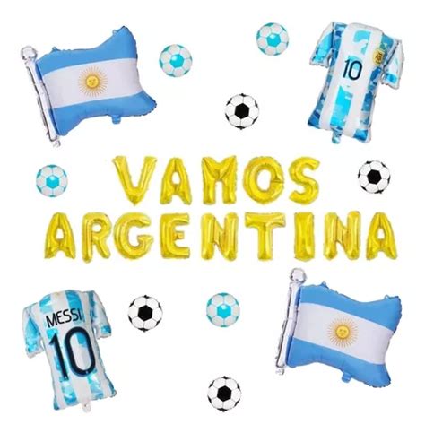 Combo Vamos Argentina Futbol Messi Globos Mundial Pelota Mercadolibre