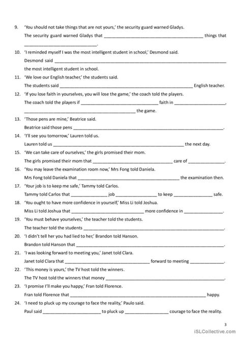 Reported Speech Lesson 3 General Gra… English Esl Worksheets Pdf And Doc