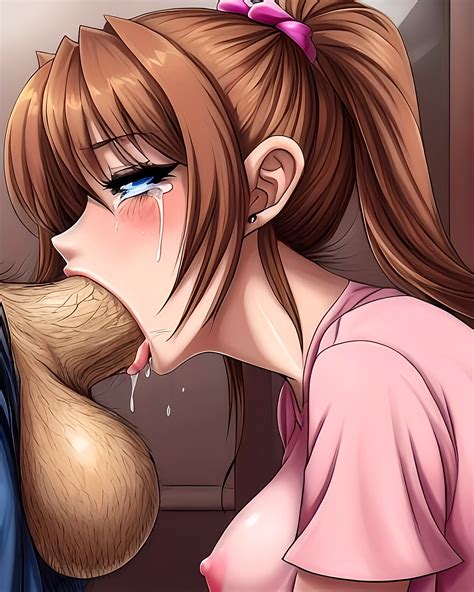 Rule 34 1girls Ai Generated Anime Style Big Balls Big Penis Blowjob Brown Hair Deepthroat Face