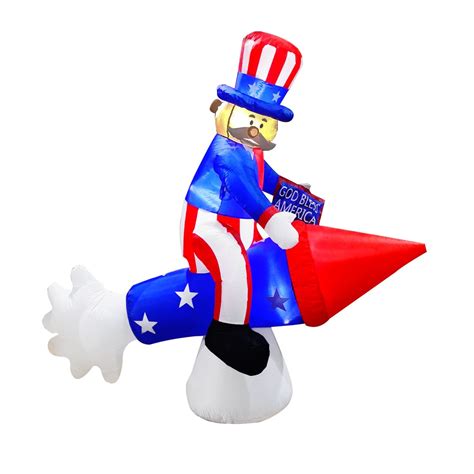 6ft Seasonblow Inflatable Uncle Sam With Rocket On Independence Day