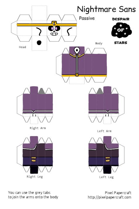 Nightmare Sans Minecraft Skin Passive | Free Printable Papercraft Templates