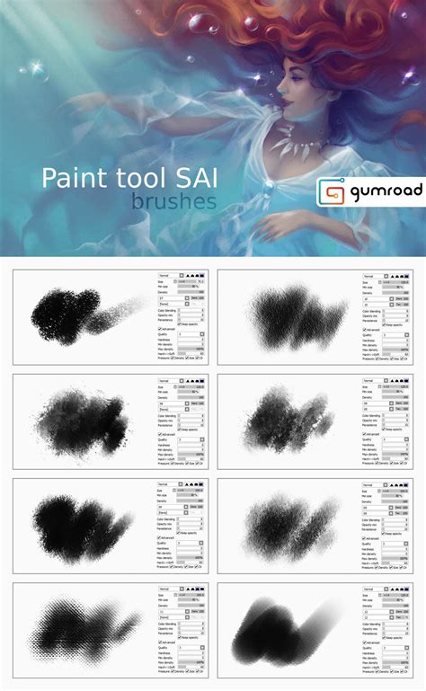 25 sai brushes - Free brushes for Sai Paint Tool