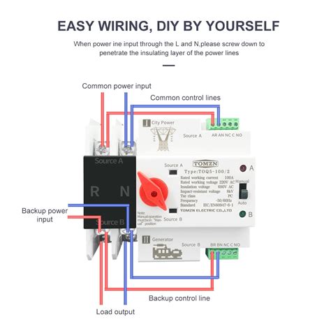 Tomzn Single Phase Din Rail Ats V Dual Power Automatic Transfer