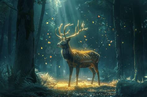 Enchanted Forest Deer in Sunlight Stock Photo - Image of spotted ...