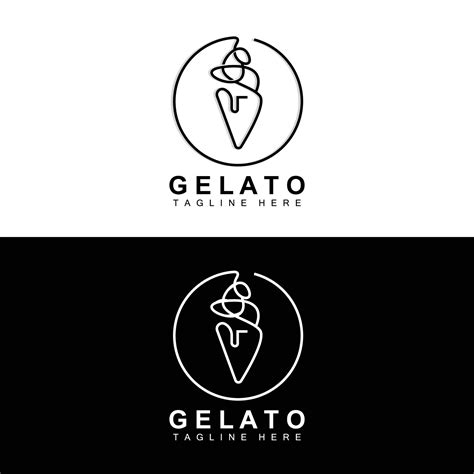 Ice Cream Gelato Logo Design, Sweet Soft Cold Food, Vector Brand