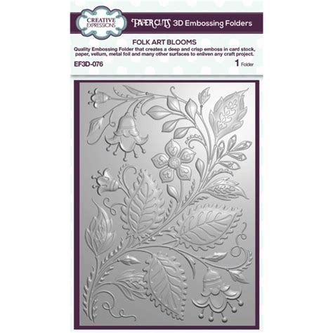 Creative Expressions Folk Art Blooms 3D Embossing Folder EF3D 076