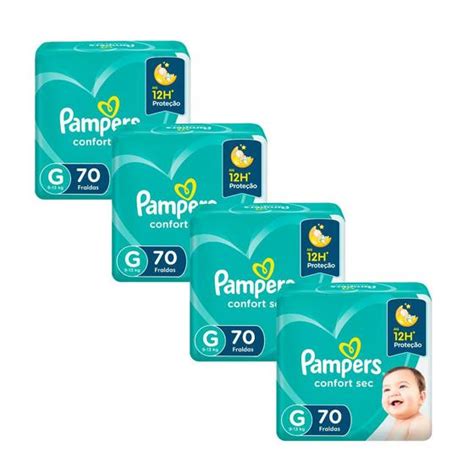 Kit 4 Fralda Pampers Confort Sec Pacote Giga Tamanho G 70 Fraldas