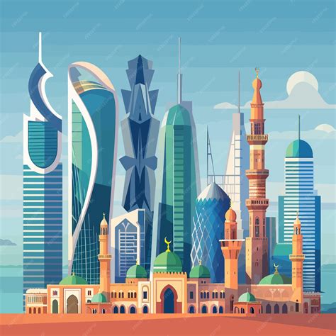 Premium Vector Kingdom Of Saudi Arabia Famous Buildings