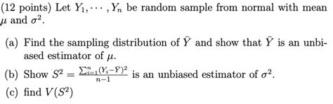 Solved 12 Points Let Y 1 Cdots Y N Be Chegg