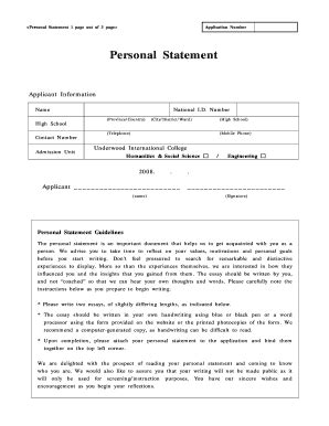 Fillable Online Yonsei Ac Personal Statement Byonseib Fax Email