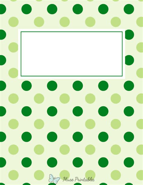 Printable Green Polka Dot Binder Cover