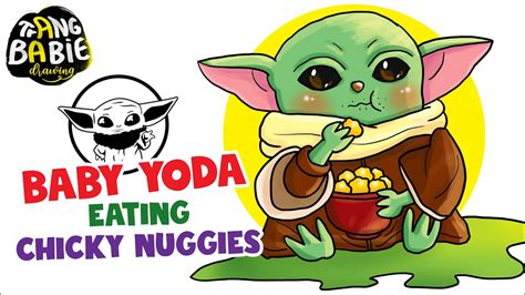 How To Draw Baby Yoda Eating Chicky Nuggies Step By Step For