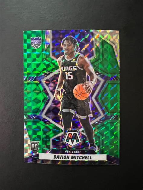 2021 22 Panini Mosaic Davion Mitchell RC Debut Green Prizm 269 Kings