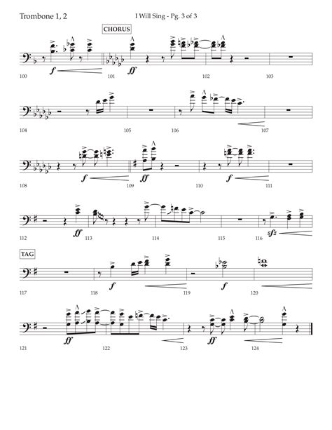 I Will Sing Choral Anthem SATB Trombone Sheet Music PDF Arr Cliff