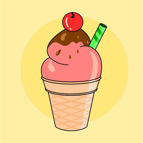 Ice Cream Cone With Cherry Illustration 24359607 Vector Art At Vecteezy