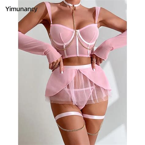 Conjunto Lingerie Malha Yimunancy Para Mulheres Suti Cord O Roupa