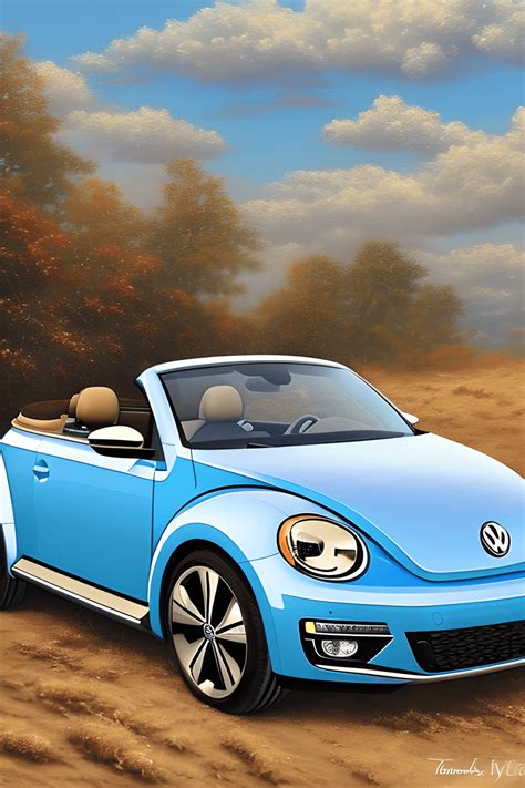 2019 Baby Blue Metallic Vw Beetle Convertible · Creative Fabrica