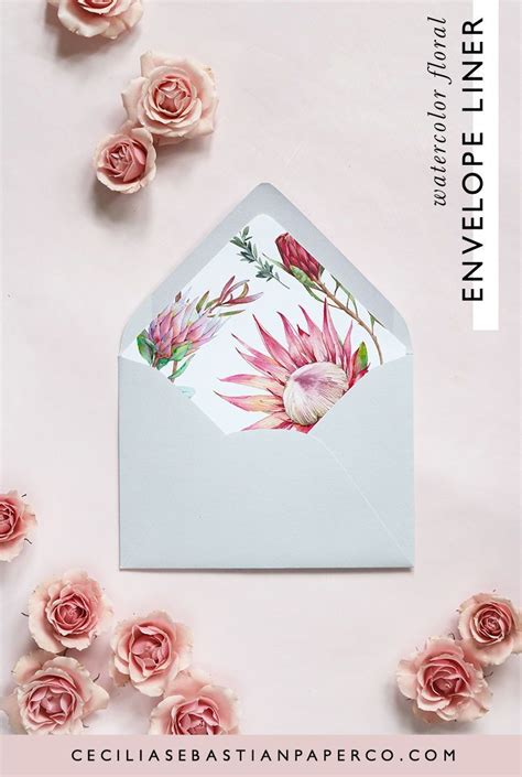 An Envelope With Pink Flowers On It And The Words Envelofed Liners