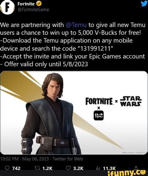 Q Fortnite We are partnering with @Temu to give all new Temu users a ...