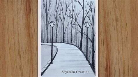 How to draw forest pathway in pencil sketch step by step - Drawing for ...