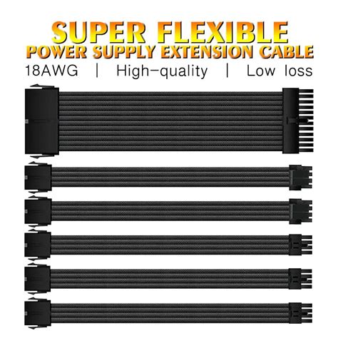 Jumpeak Bilgisayar PC Esnek 18AWG G Kayna PSU Kollu Uzatma Kablosu