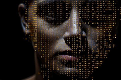 Premium Photo A Binary Code With Human Face Shape On Dark Background