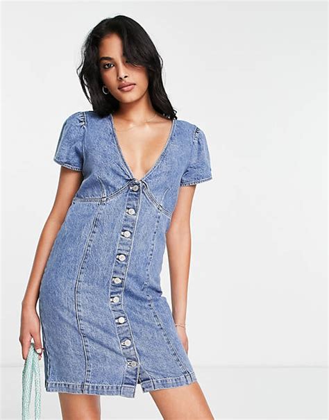 Levis Niebieska Sukienka Jeansowa Mini Asos