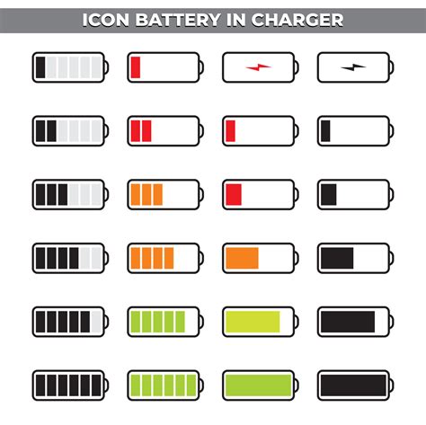 Icon set battery in charger 10060164 Vector Art at Vecteezy