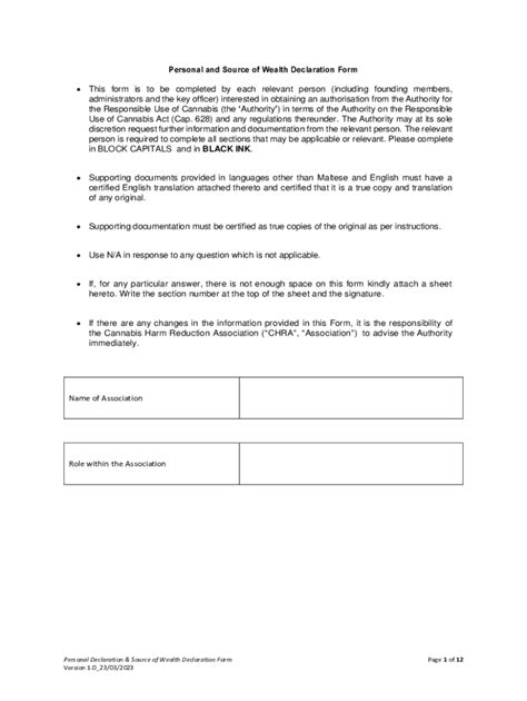 Fillable Online Personal And Source Of Wealth Declaration Form Fax Email Print Pdffiller