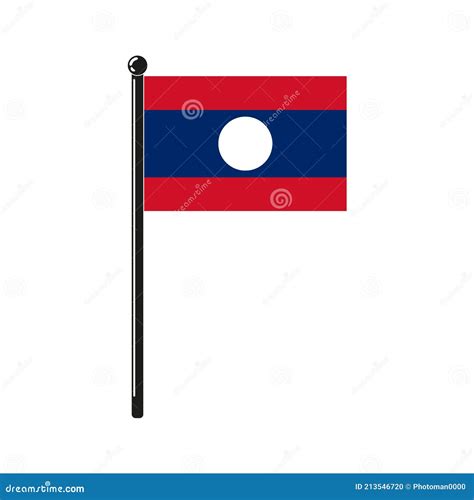 National Flag Of Laos On The Stick Stock Vector Illustration Of Laos Colours 213546720