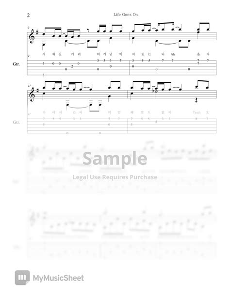 Bts Life Goes On Guitar Tab Sheets By Woojeong Park