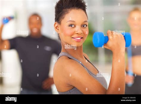 Beautiful Fit African Woman Lifting Dumbbell Stock Photo Alamy