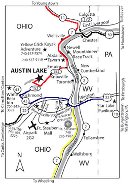 area map to get to austin lake rv park and cabins in toronto ohio ...