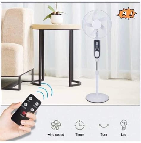 16 Inch AC DC Dual Power Reachargeable Stand Fan With Led Light And