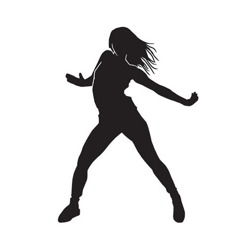 Female hip-hop dancer, woman street break dance vector silhouette on ...