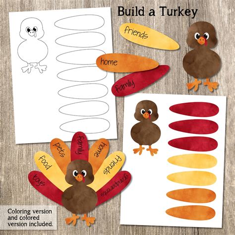 Build A Turkey Kids Craft Printable Thanksgiving Craft Printable