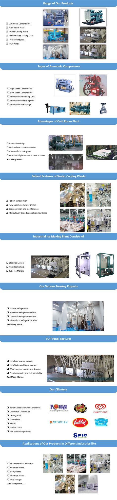 Ammonia Compressors Ice Making Plant Cold Room Plant Water Chilling