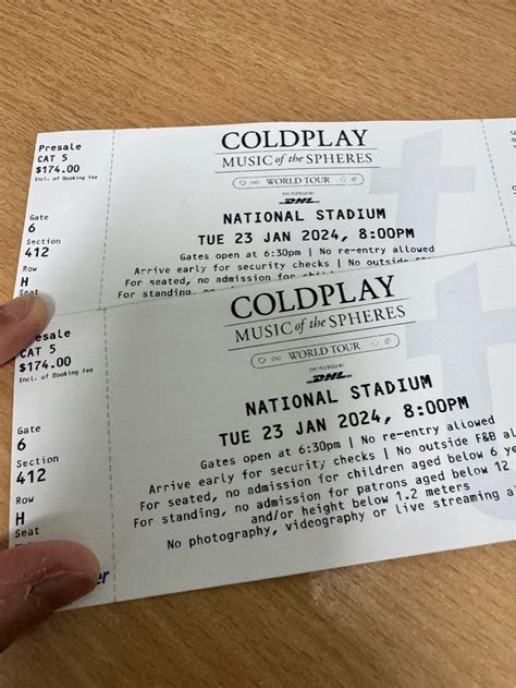 WTS Coldplay Singapore Cat 5 Concert 23 Jan Tickets Vouchers