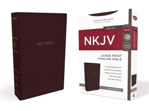 NKJV Thinline Bible Large Print Leathersoft Burgundy Red Letter