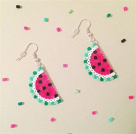 Watermelon Fruit Hama Bead Earrings Mini Hama Beads Perler Beads