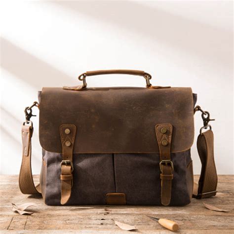 Leather Canvas Messenger Bags For Men Vintage Shoulder Bag For Men Iwalletsmen