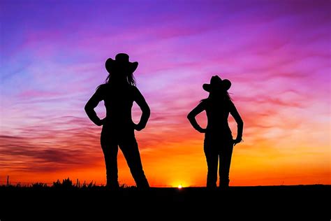 Sunset On The Range Cowgirls Silhouettes Range Clouds Sun Sunset